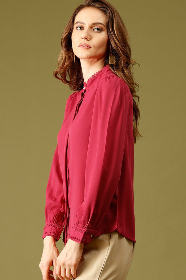 Gipsy Rasberry Medium Length Choker Neck Polyester Tunic Rasberry