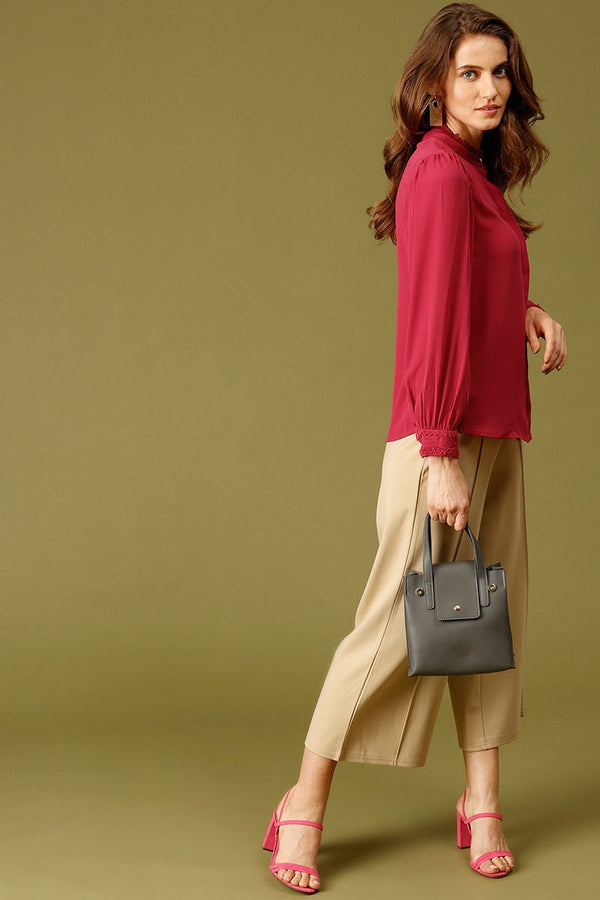 Gipsy Rasberry Medium Length Choker Neck Polyester Tunic Rasberry