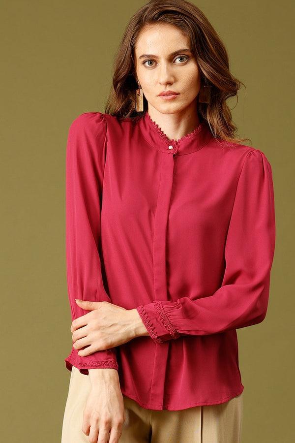 gipsy Rasberry Medium Length Choker Neck Polyester Tunic Rasberry