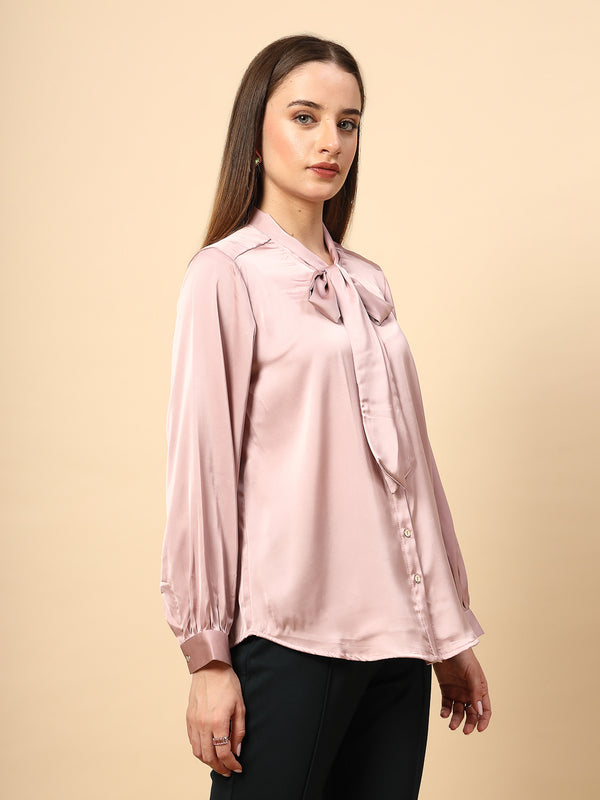 Gipsy Rose Dust Top With Shine Button And Collar Tie