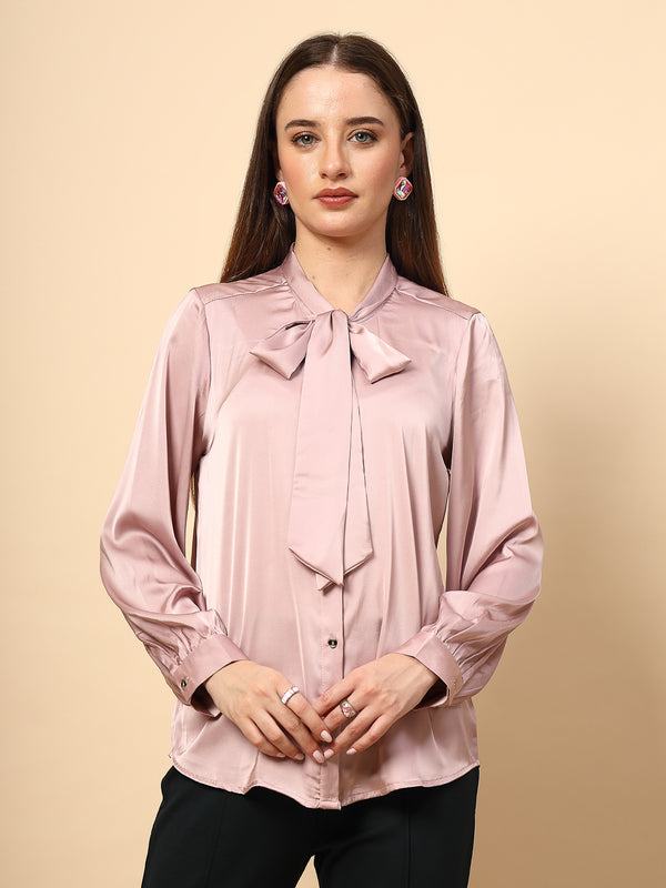gipsy Rose Dust Top With Shine Button and Collar Tie