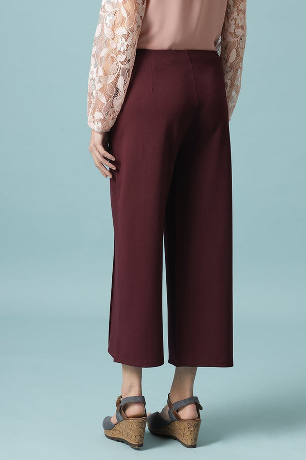 Gipsy Wine Ankle Length Solid Rayon Culottes Purple