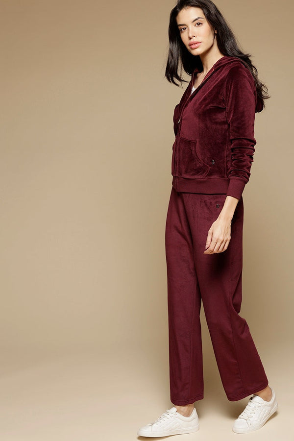 Gipsy Wine Regular Length Long Sleeves PolyCotton Hoodies SweatShirt Wine