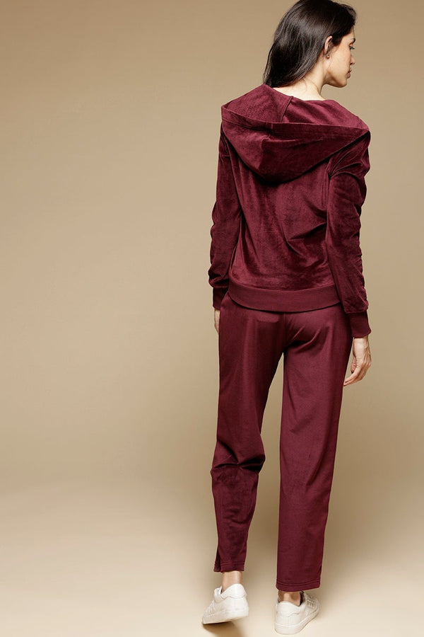 Gipsy Wine Regular Length Long Sleeves PolyCotton Hoodies SweatShirt Wine