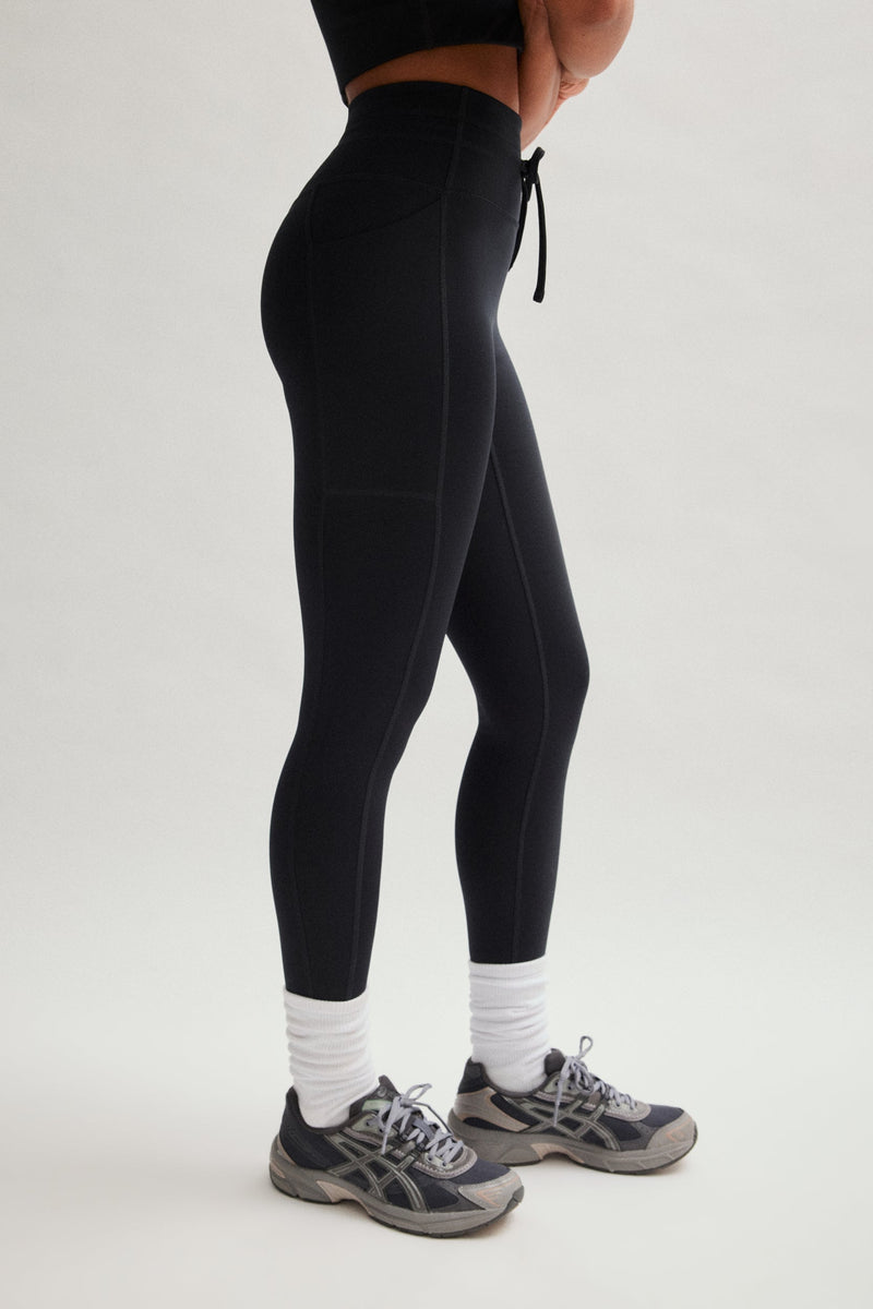 Girlfriend Collective Black Compressive Drawstring Pocket Legging