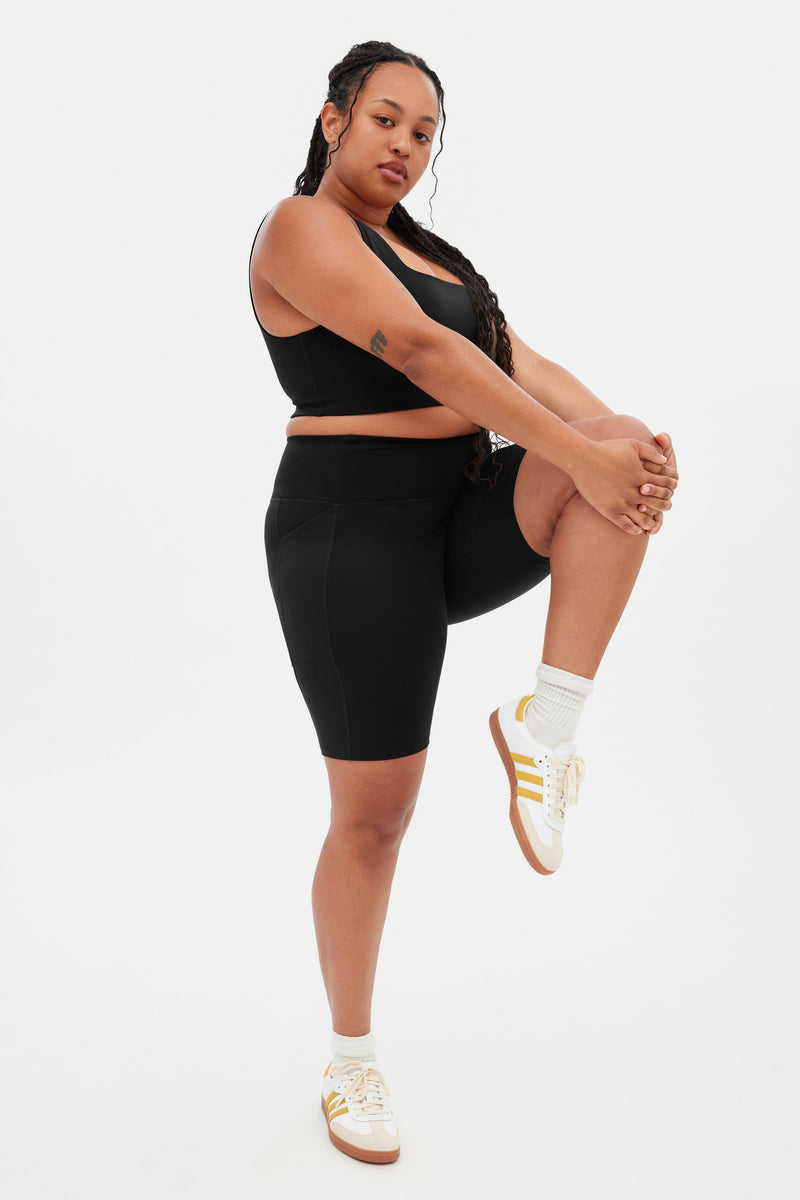Girlfriend Collective Black High-Rise Pocket Bike Short