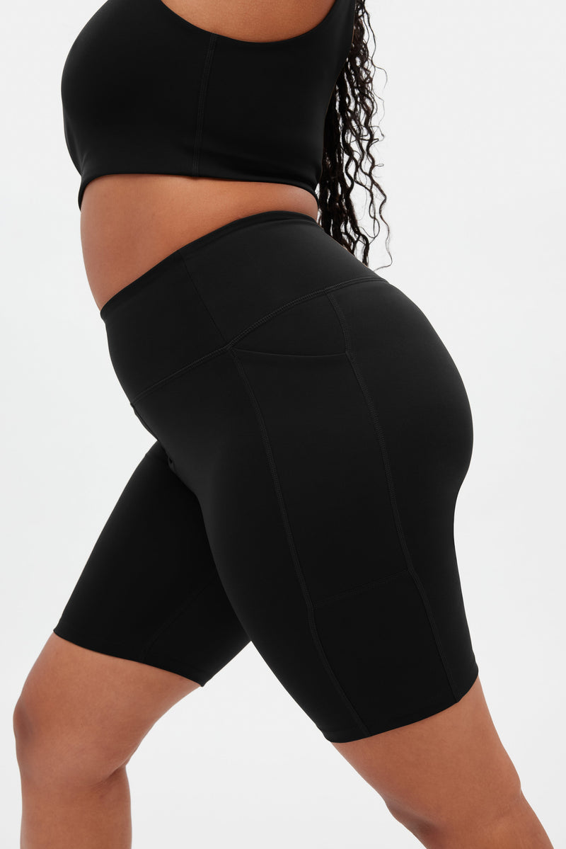 Girlfriend Collective Black High-Rise Pocket Bike Short