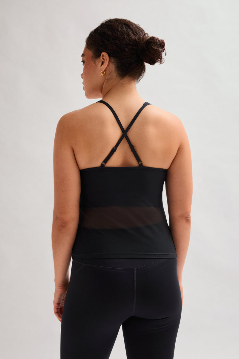 Girlfriend Collective Black Imani Mesh Tank Bra