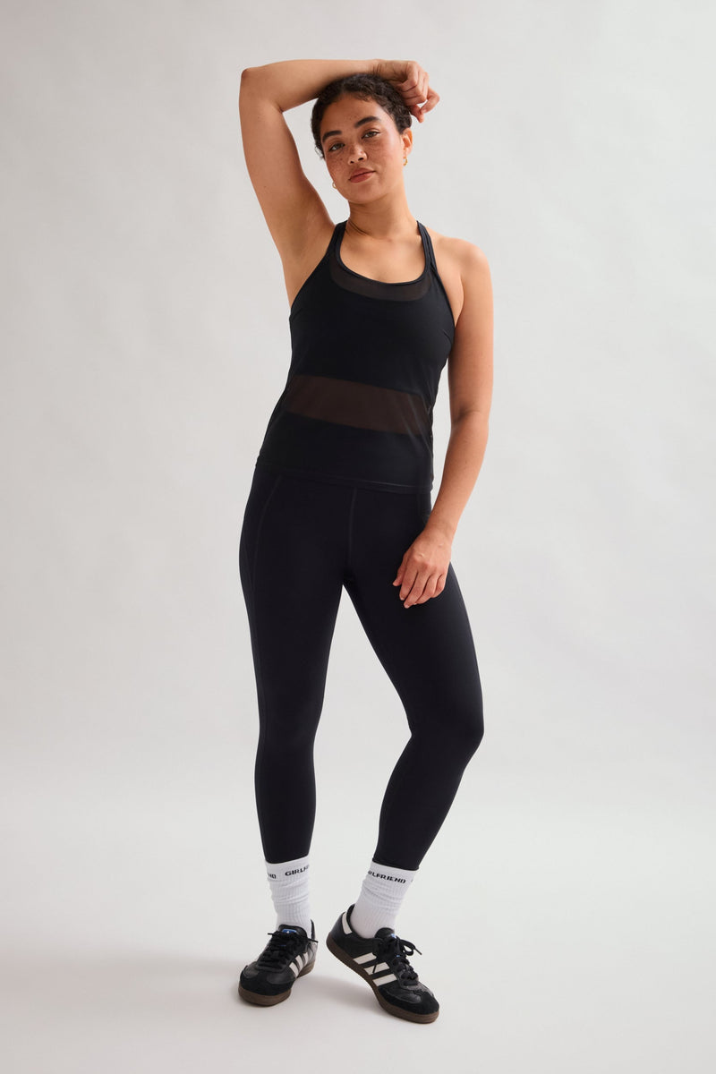 Girlfriend Collective Black Imani Mesh Tank Bra