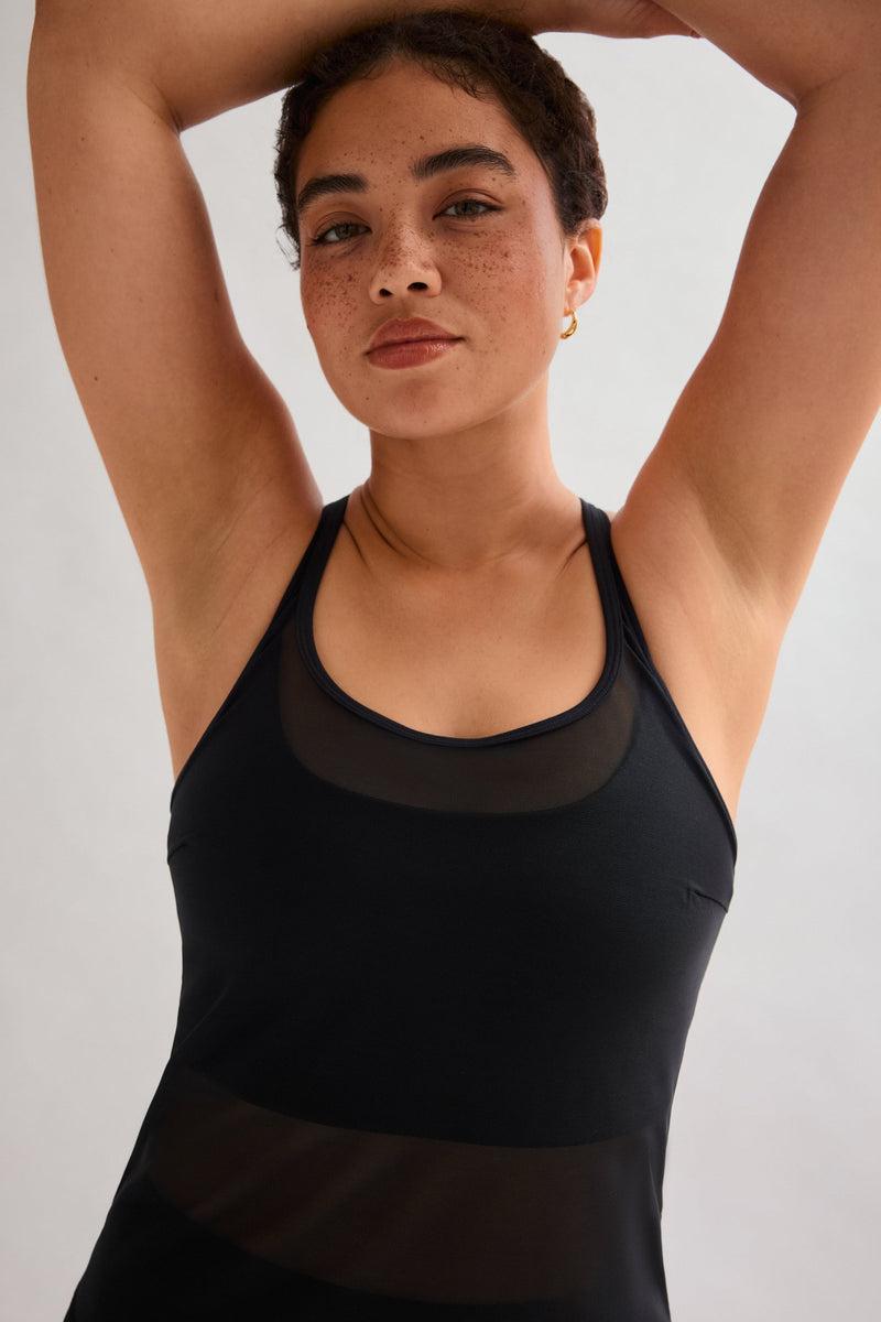 Girlfriend Collective Black Imani Mesh Tank Bra