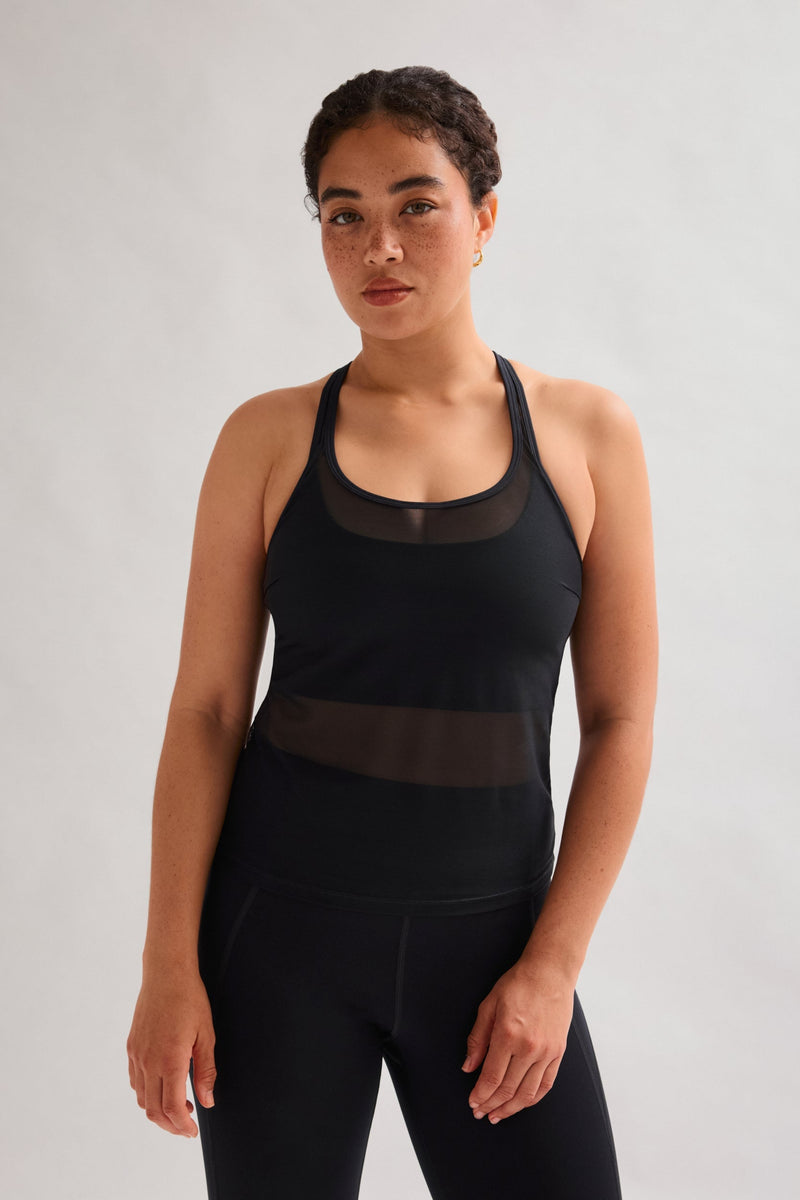 girlfriend collective Black Imani Mesh Tank Bra