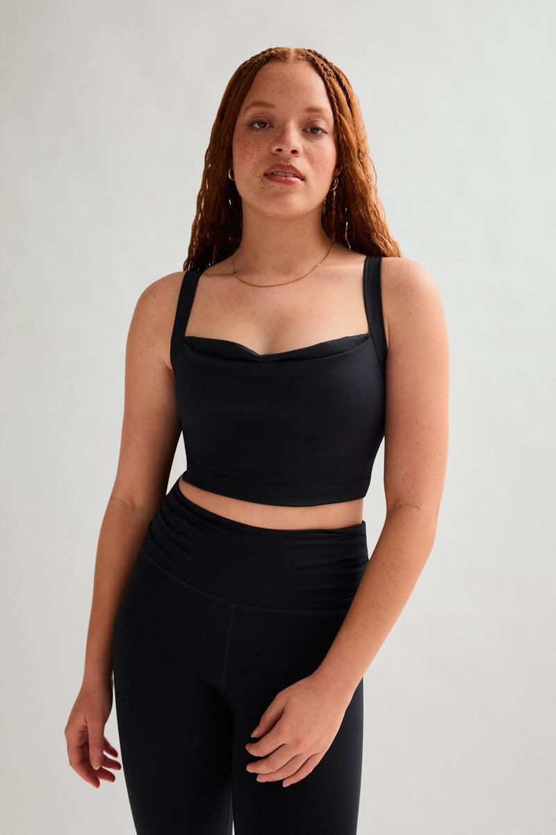 girlfriend collective Black Julia Cowl Neck Bra