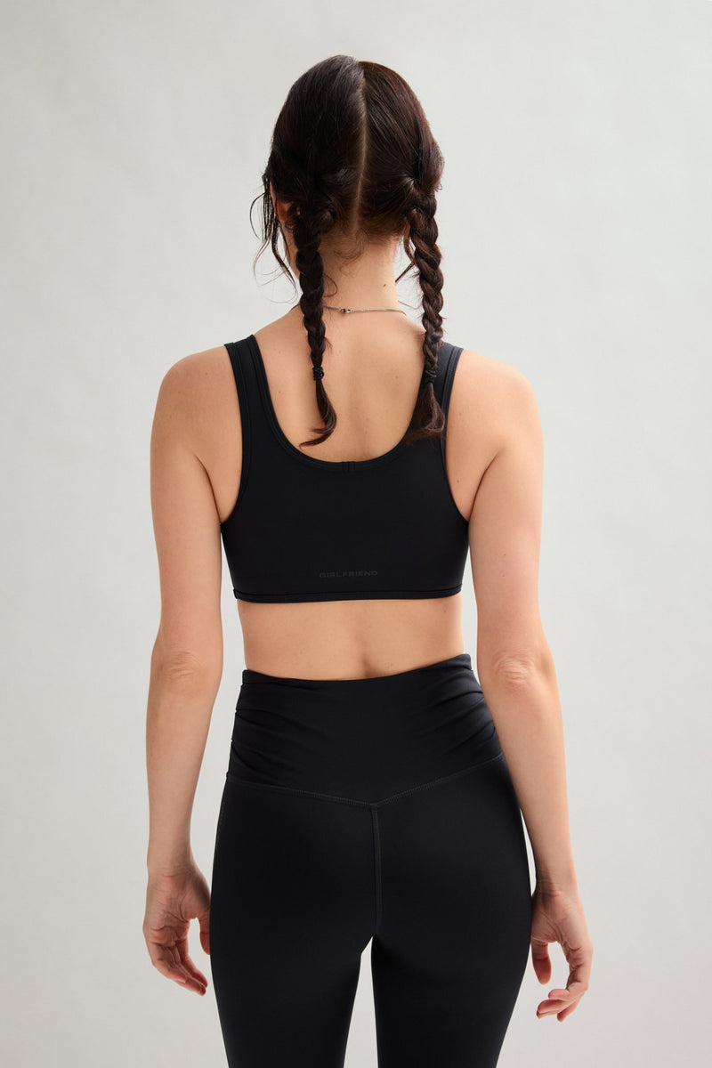 Girlfriend Collective Black Kiki Pleated Bra