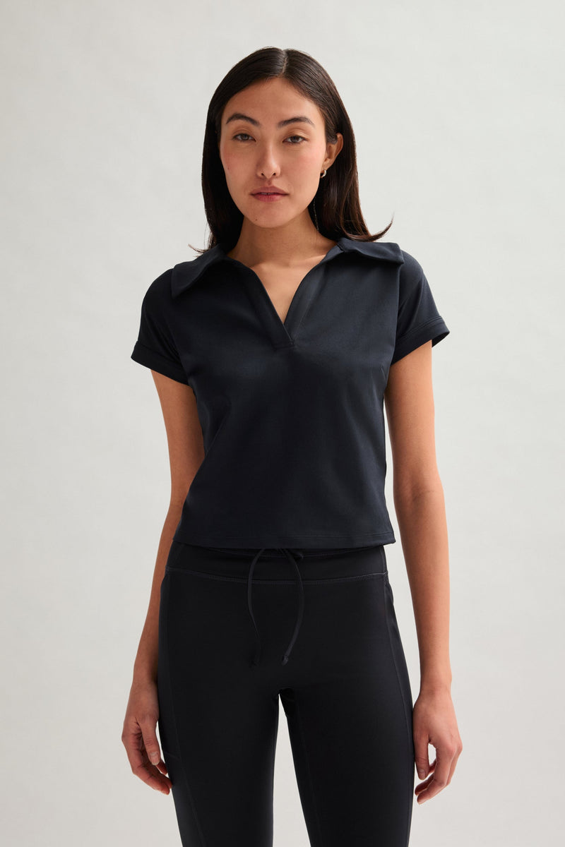 girlfriend collective Black ReSet Polo Shirt