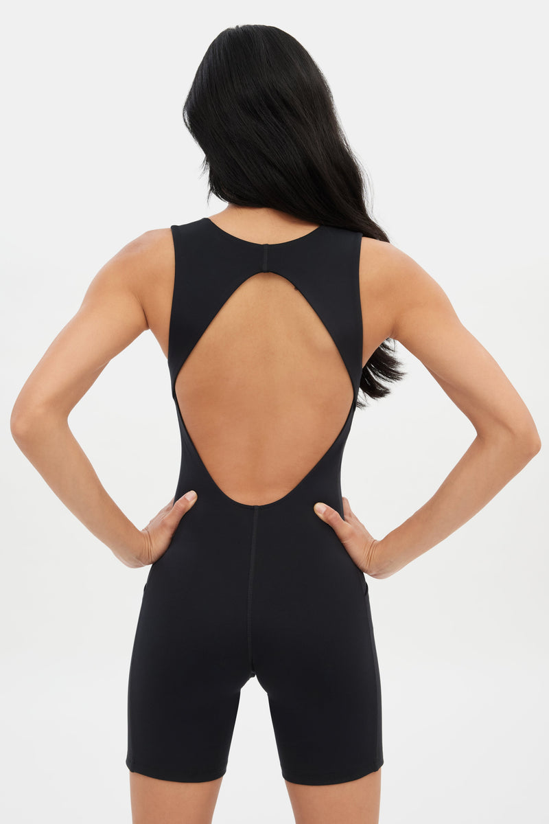 Girlfriend Collective Black Tina Open Back Unitard