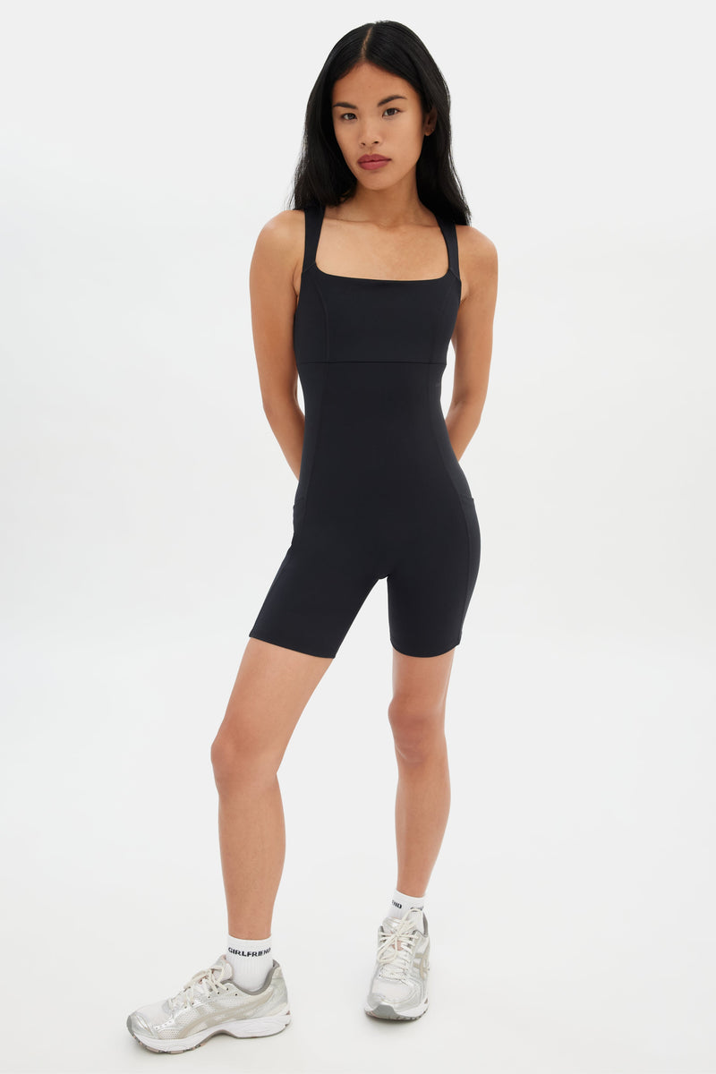 Girlfriend Collective Black Tina Open Back Unitard