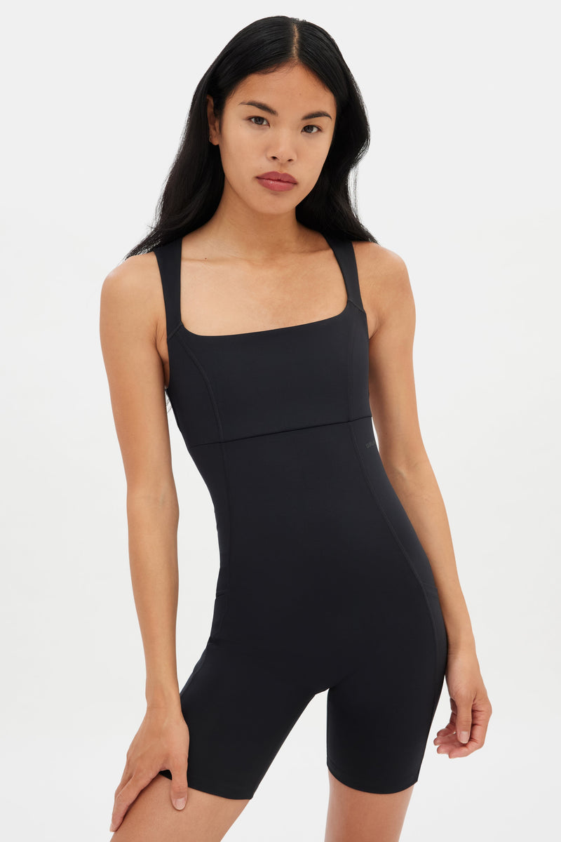 girlfriend collective Black Tina Open Back Unitard