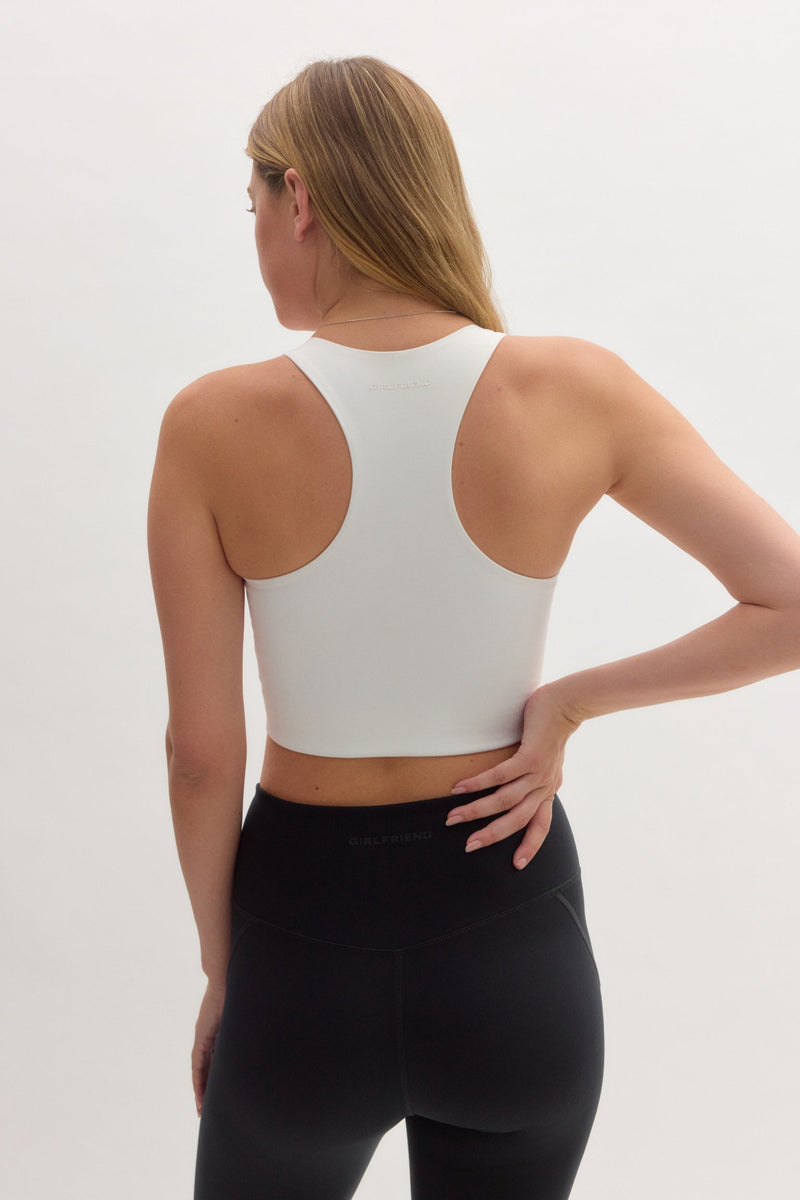 Girlfriend Collective White Paloma Racerback Bra
