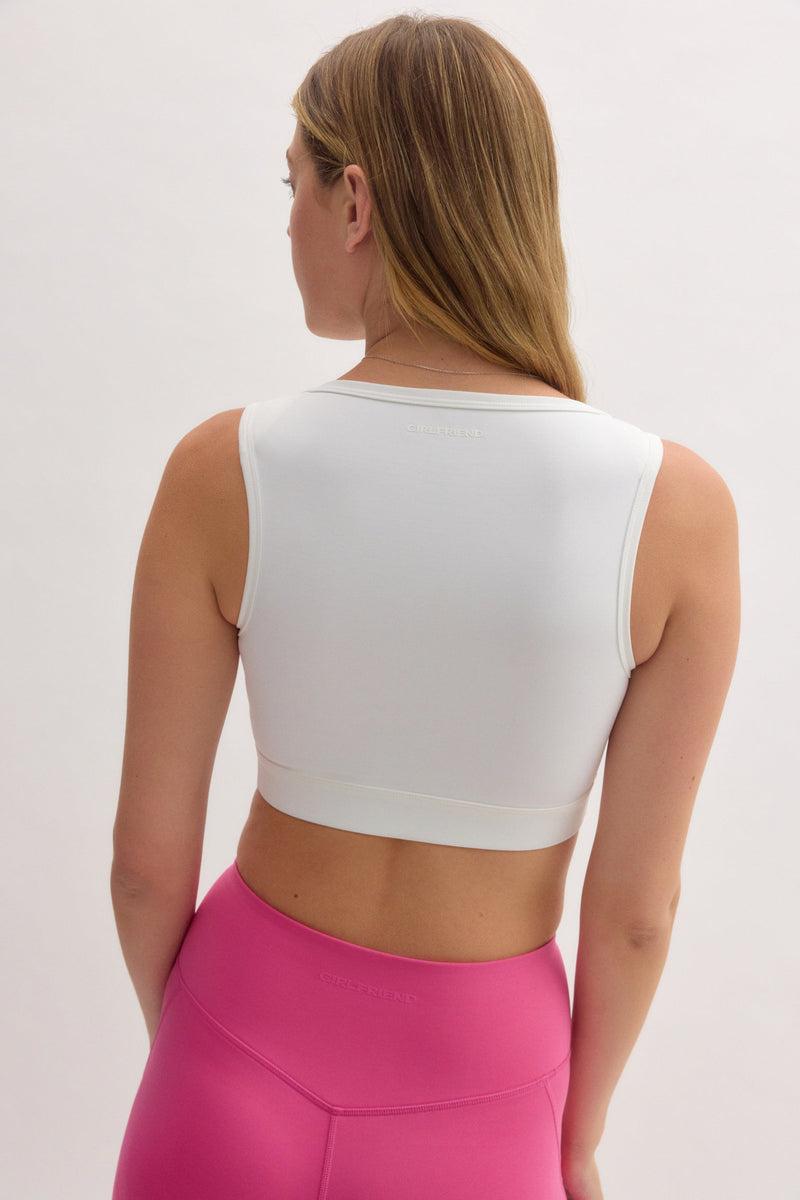 Girlfriend Collective White Teresa Boat Neck Bra