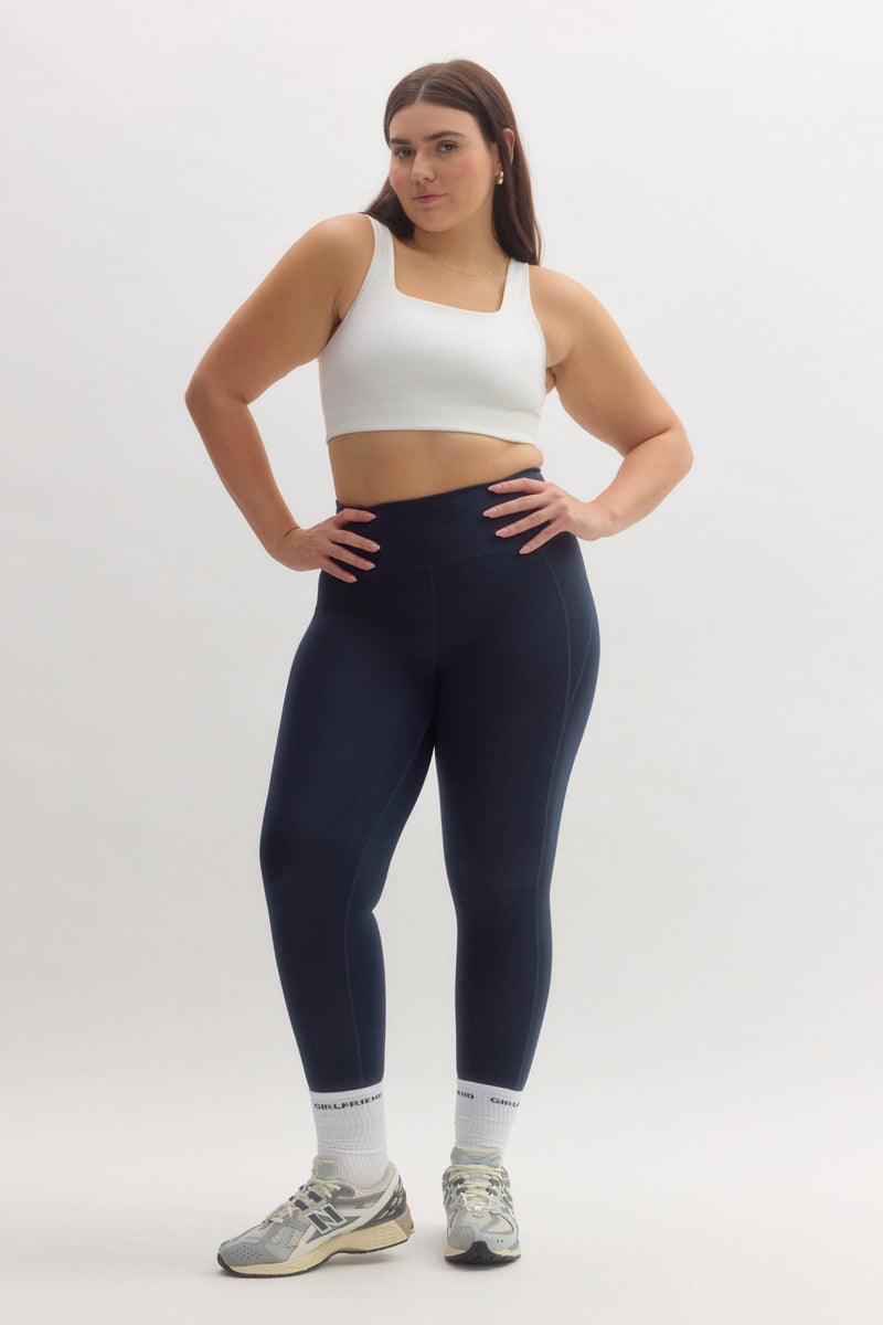 Girlfriend Collective White Tommy Cropped Bra