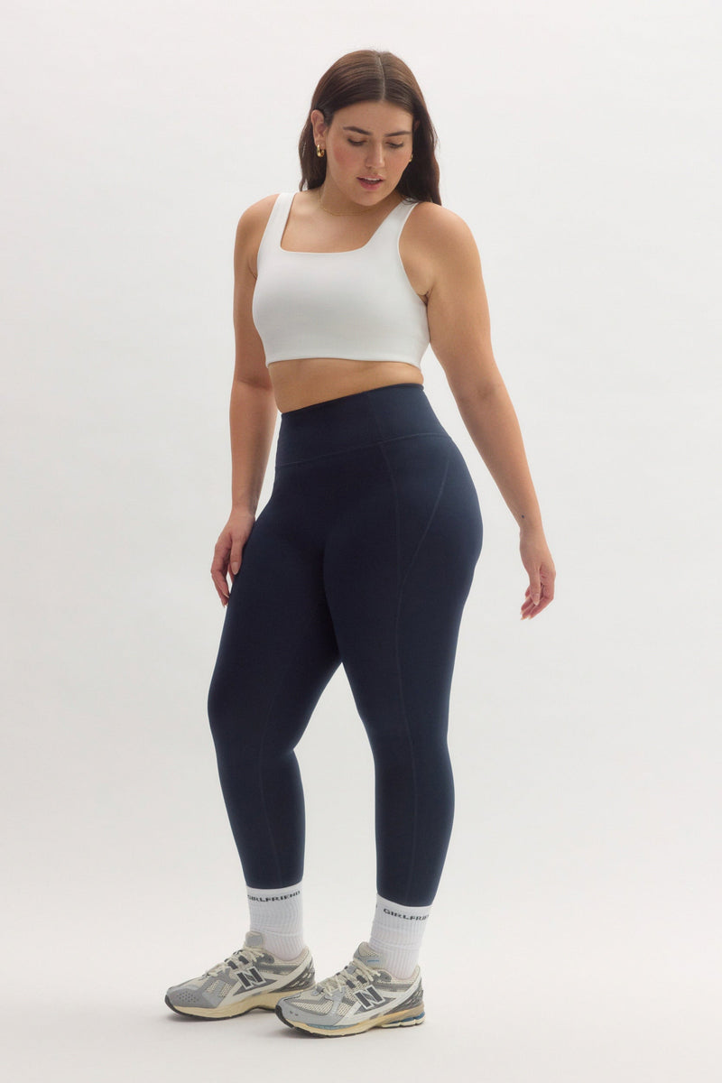Girlfriend Collective White Tommy Cropped Bra