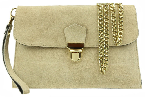 Girly Handbags Double Front Genuine Suede Clutch Bag