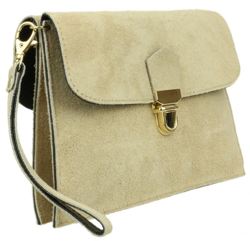 Girly Handbags Double Front Genuine Suede Clutch Bag
