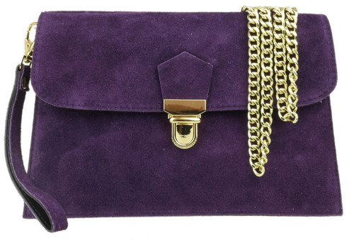 girly handbags Double Front Genuine Suede Clutch Bag