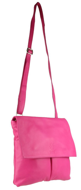 Girly Handbags Double Pocket Italian Leather Messenger Bag