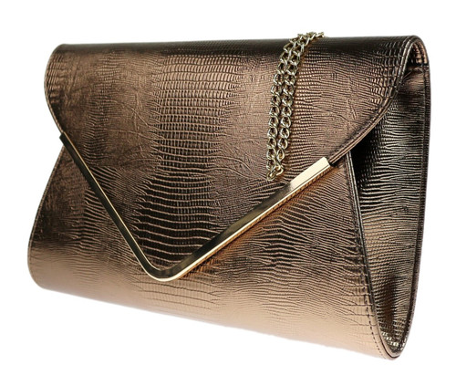 Girly Handbags Croc Envelope Clutch Bag