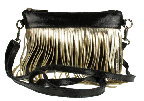 Girly Handbags Fringe Metallic Clutch Bag