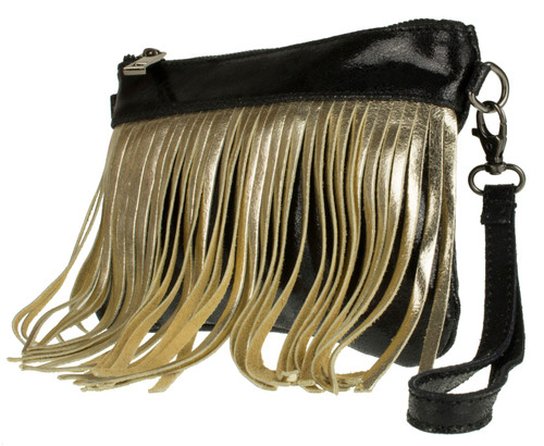 Girly Handbags Fringe Metallic Clutch Bag