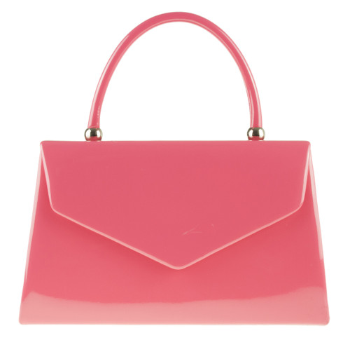 Girly Handbags Glossy Plain Top Handle Clutch Bag