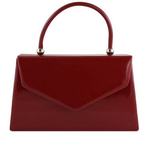 Girly Handbags Glossy Plain Top Handle Clutch Bag