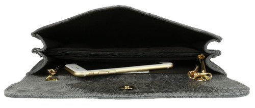 Girly Handbags Italian Croc Clutch Bag