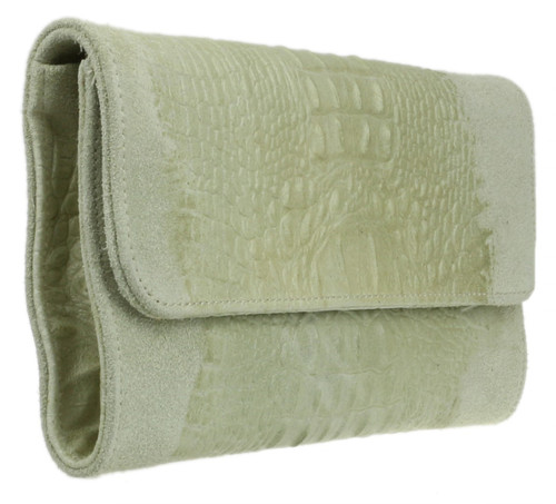 Girly Handbags Italian Croc Clutch Bag