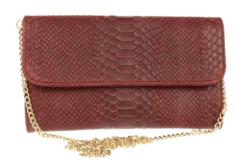 Girly Handbags Italian Snake Suede Clutch Bag