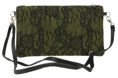 Girly Handbags Italian Suede Lace Clutch Bag