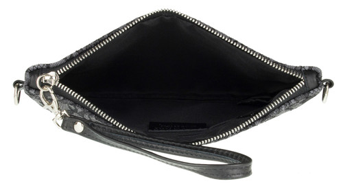 Girly Handbags Italian Suede Lace Clutch Bag