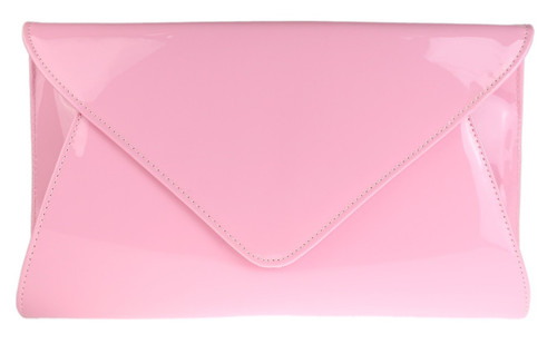 Girly Handbags Patent Plain Envelope Clutch Bag