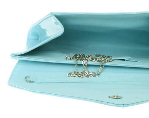 Girly Handbags Patent Plain Envelope Clutch Bag