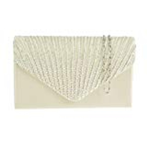 Girly Handbags Pleated Diamante Satin Clutch Bag