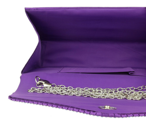 girly handbags Pleated Diamante Satin Clutch Bag