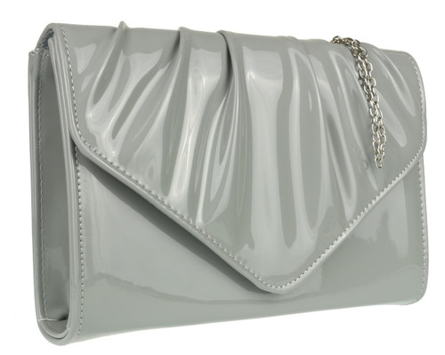 Girly Handbags Pleated Patent Clutch Bag