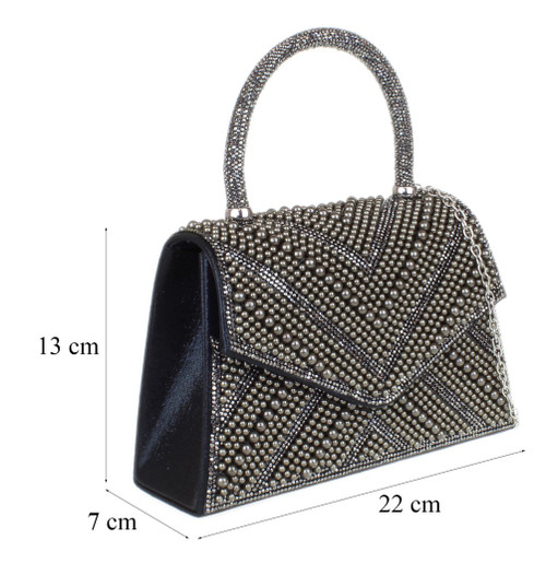 Girly Handbags Womens Beaded Diamante Handheld Bag