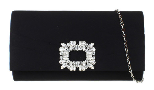 Girly Handbags Womens Faux Suede Brooch Clutch Bag