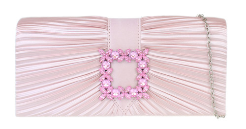 Girly Handbags Womens Satin Pleated Clutch Bag