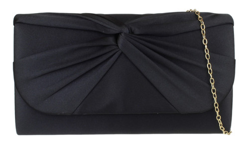Girly Handbags Womens Twist Satin Plain Clutch Bag