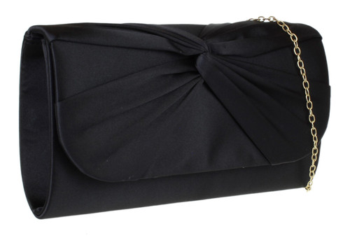Girly Handbags Womens Twist Satin Plain Clutch Bag