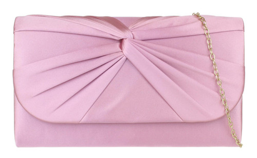 girly handbags Womens Twist Satin Plain Clutch Bag